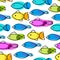 Bright multi-colored fish seamless pattern. Absrtact Fish icon backgroung. Sketch of fish vector isolated on white