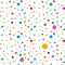 Bright multi colored polka dot pattern vector seamless background.
