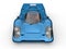 Bright navy blue vintage race super car - top front view