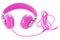 Bright neon colored purple female headphones