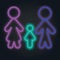 Bright neon family with child icon