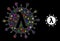 Bright Net Lambda Covid Virus Icon with Constellation Colored Lightspots