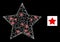 Bright Network Red Star Mesh Icon with Sparkles