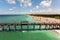 Bright ocean landscape at Venice fishing pier in Florida, USA. Popular vacation place in south