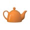 Bright orange ceramic teapot isolated on a white background