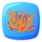 Bright orange coral reef on blue background. Underwater sea life ecosystem. Aquatic environment theme vector