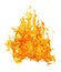 Bright orange dense fire on white background