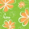 Bright orange flowers on a green background