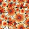 Bright orange graphic hibiscus seamless pattern