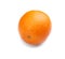 A bright orange isolated on a white background. A round fresh tropical fruit. Juicy summer dessert. Vegan breakfast.