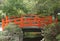 Bright Orange Red Japanese Bridge at Descanso Gardens