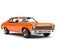 Bright orange restored vintage muscle car