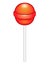 Bright orange, shiny, sweet Lollipop, caramel on a stick, candy, sweets - vector full color picture.