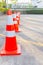 Bright orange traffic cones standing