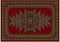 Bright oriental carpet with original pattern on a red background