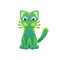 Bright ornamental green cat, vector