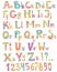 Bright pastel ethno alphabet and numbers