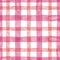 Bright pastel pink plaid checkered seamless pattern. Watercolor stripes and lines on white background. Kilt print