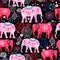 Bright pattern of beautiful elephants