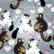 Bright pattern with enamored cats