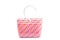 Bright patterned wicker woman`s tote bag