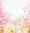 Bright pink background with bells flowers