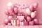 Bright pink balloons decorate a festive event, celebrating the joy of a special birthday holiday. Ai generated