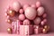 Bright pink balloons decorate a festive event, celebrating the joy of a special birthday holiday. Ai generated