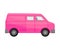 Bright pink combi minivan. Vector illustration on a white background.