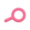 Bright pink horizontal magnifying glass education science exploration realistic 3d icon vector