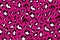 Bright pink leopard. Seamless animalistic pattern. Hand-drawn vector background.