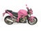 Bright pink modern motorcycle - top down side view