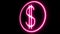 Bright pink neon dollar sign in dynamics on a black