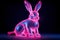 Bright Pink neon rabbit. Generate Ai