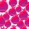Bright pink and purple colored pomegranate fruit shapes print. Light background. Vitamin fresh ornament