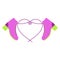 Bright pink women`s shoes and laces in the shape of a heart. Footwear with shoelaces. Vector illustration.