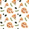 Bright pizza, piece of texture digital digital pattren on a white background. Print for banners, wrapping paper, posters, cards, i