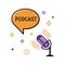 Bright Podcast emblem. Microphone with speech bubble icon.