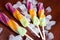 Bright popsicles on a plate with strawberries