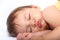 Bright portrait of adorable sleeping baby