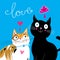 Bright Postcard with love cats