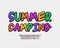 Bright poster Summer Camping with multicolor lettering and vector font