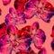 Bright psychedelic floral seamless pattern with flowers of orchid.