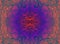 Bright psychedelic trippy fractal mandala, gradient orange pink violet blue color background.