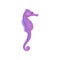 Bright purple seahorse with small spots. Marine animal. Sea and ocean life. Flat vector design