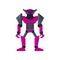 Bright purple steel robot transformer . Artificial intelligence. Strong metal android. Flat vector for mobile game