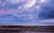 Bright purple sunset sky over Walney Island, Barrow-in-Furness, England