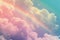 Bright rainbow against a backdrop of fluffy cumulus clouds