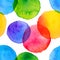 Bright rainbow colors watercolor painted circles