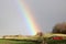 Bright rainbow over sea wall in Pilling Lancashire